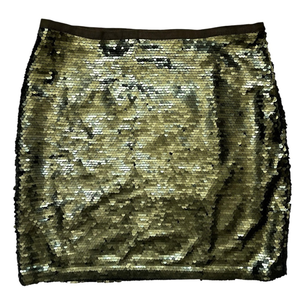LOFT Olive Sequin Mini Skirt NWOT 8